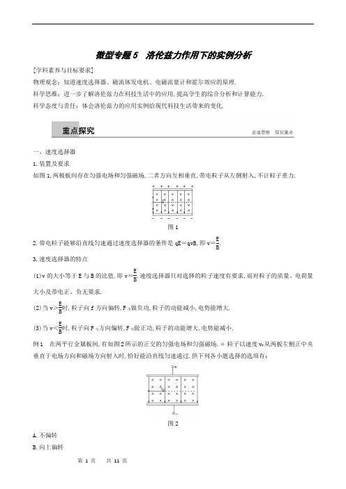 高中物理微型专题5 洛伦兹力作用下的实例分析