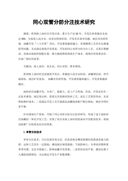 同心双管分防分注技术研究