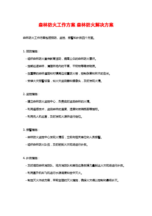 森林防火工作方案 森林防火解决方案