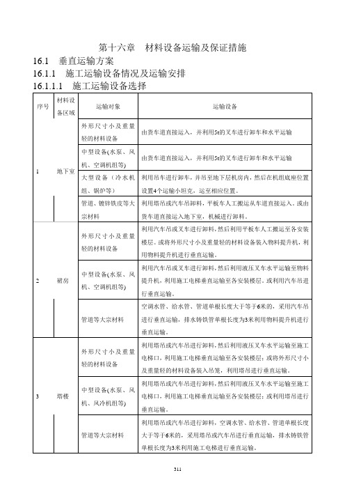 材料设备运输方案及措施