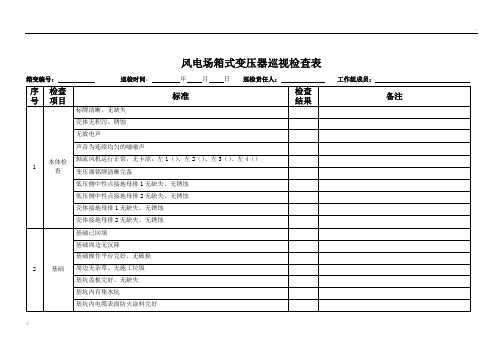 风电场箱式变压器巡视检查表