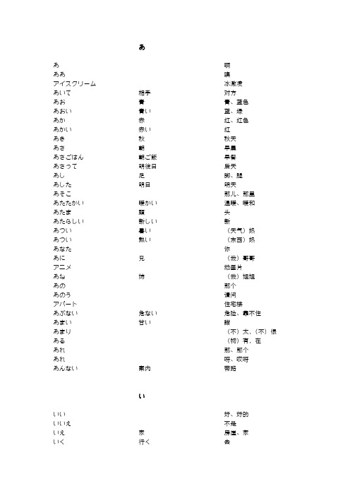 初中七年级日语单词表