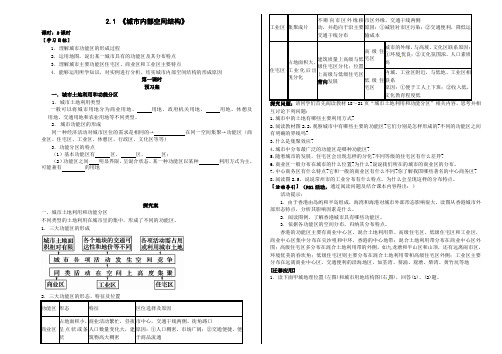 高一地理人教版必修2导学案设计：2.1-城市内部空间结构