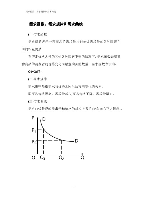 需求函数、需求规律和需求曲线