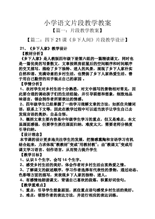 小学语文片段教学教案