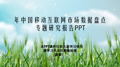 年中国移动互联网市场数据盘点专题研究报告PPT