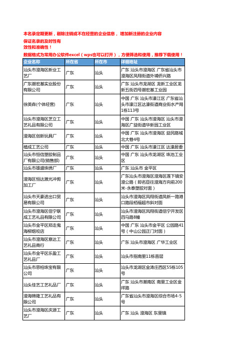 2020新版广东汕头工艺礼品企业公司名录名单黄页联系方式大全183家