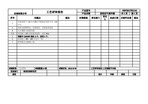 工艺评审报告格式