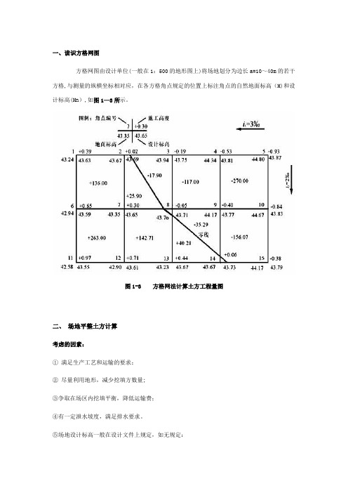 方格网计算土方例题