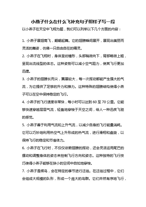 小燕子什么在什么飞补充句子照样子写一段