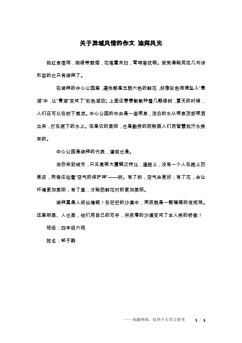 关于异域风情的作文 迪拜风光