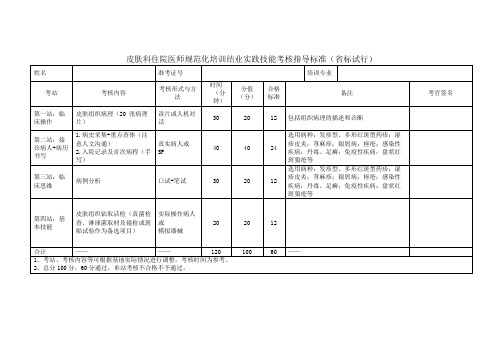 皮肤科住院医师规范化培训结业实践技能考核指导标准