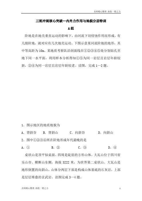 新高考地理三轮冲刺核心考点突破--内外力作用与地貌分层特训(含解析)