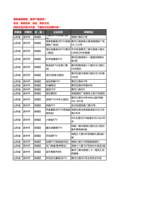 新版山东省滨州市滨城区KTV企业公司商家户名录单联系方式地址大全20家