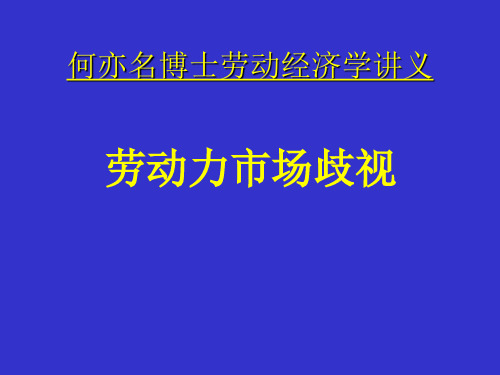 劳动力市场歧视(补充2012)