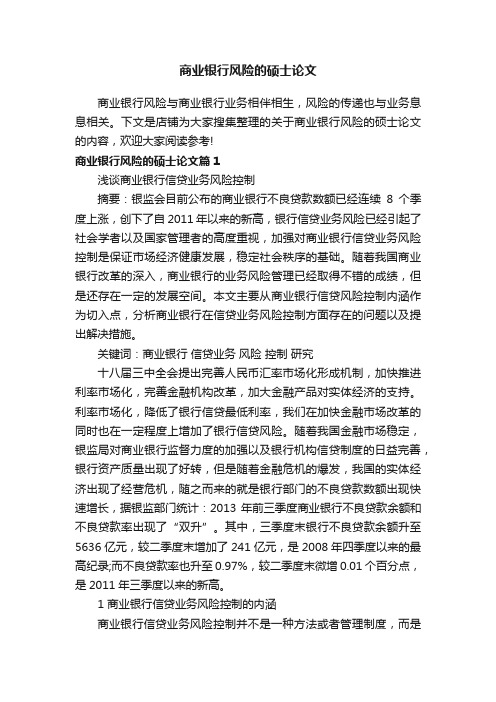 商业银行风险的硕士论文