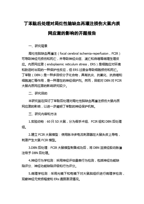 丁苯酞后处理对局灶性脑缺血再灌注损伤大鼠内质网应激的影响的开题报告