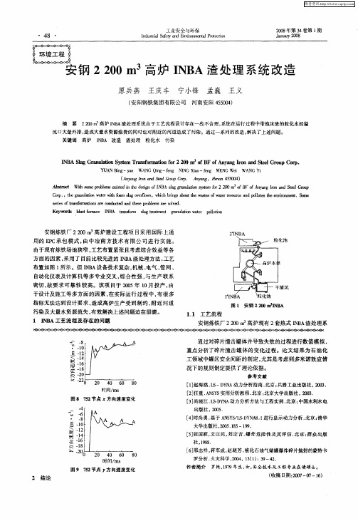 安钢2200m 3高炉INBA渣处理系统改造