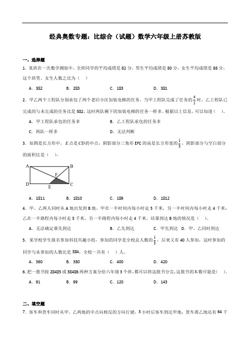 经典奥数专题：比综合(试题)数学六年级上册苏教版