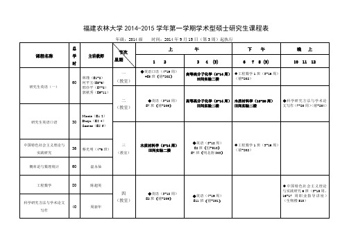 2014-2015-1研究生课程表(材料工程学院-2014级)