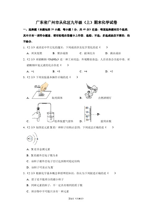 广东省广州市从化区九年级(上)期末化学试卷 (2)