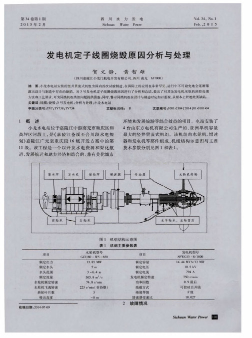 发电机定子线圈烧毁原因分析与处理