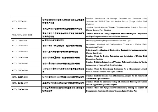 核电标准、规范跟法规清单