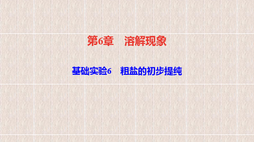 沪教版九年级化学全册基础实验6 粗盐的初步提纯课件