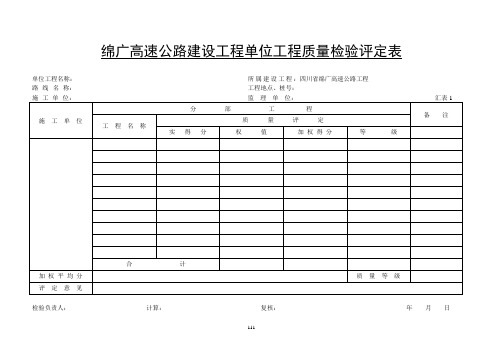 质量检验评定表