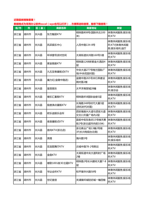 2020新版浙江省湖州市长兴县KTV工商企业公司商家名录名单黄页联系方式大全44家