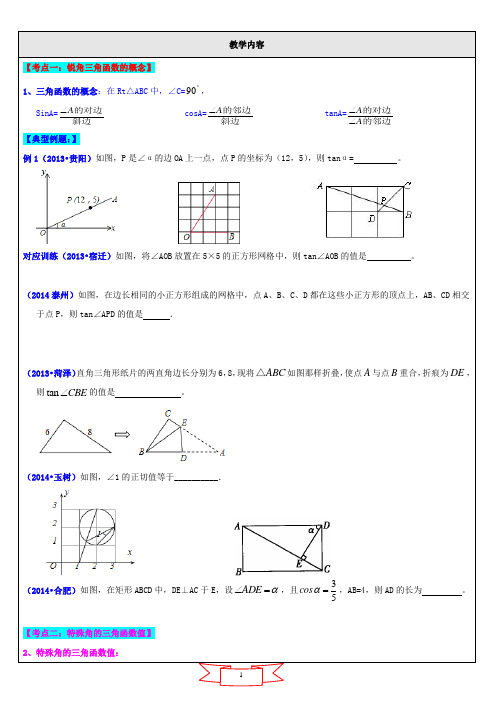 解直角三角形 中考复习讲义