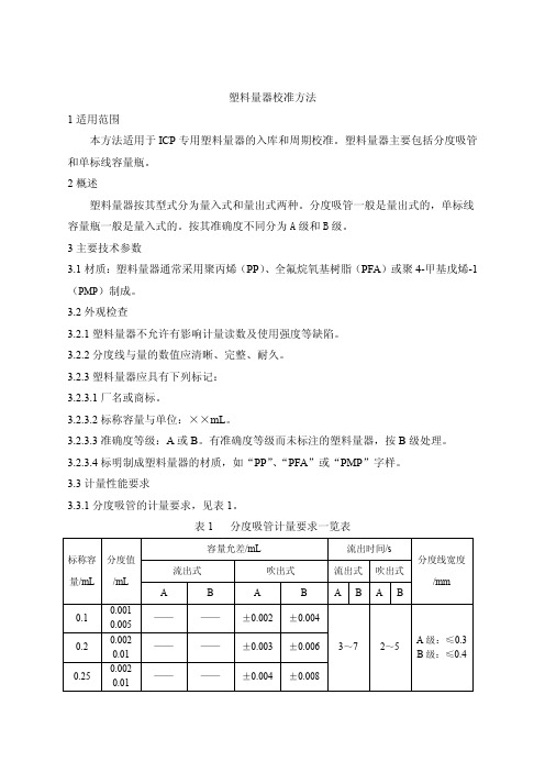 塑料量器校准方法