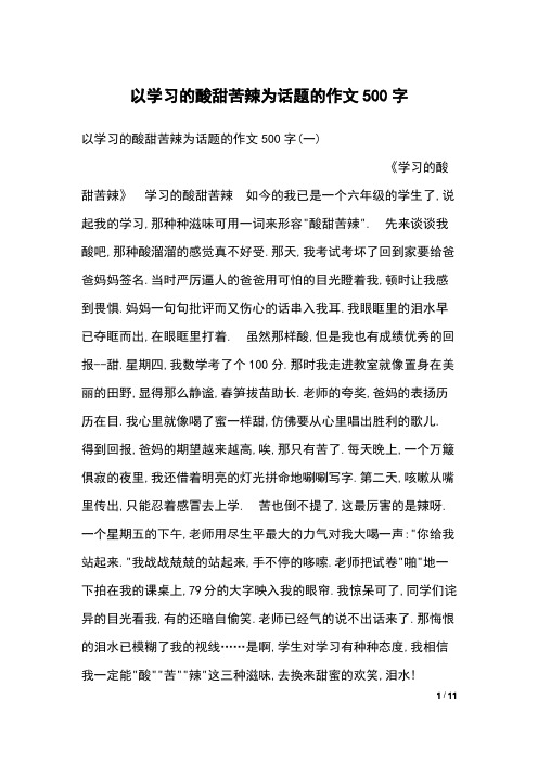 以学习的酸甜苦辣为话题的作文500字