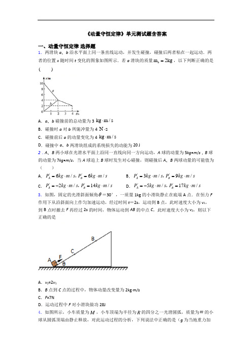 《动量守恒定律》单元测试题含答案