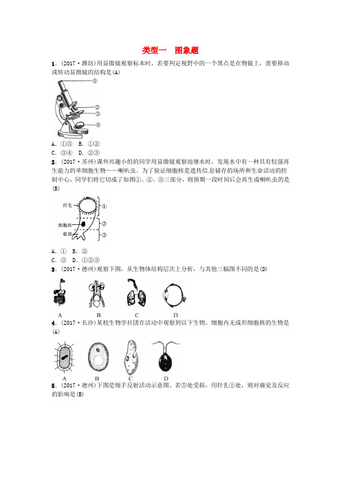 云南专版2020届中考生物题型复习题型一图表题(含答案) (2)