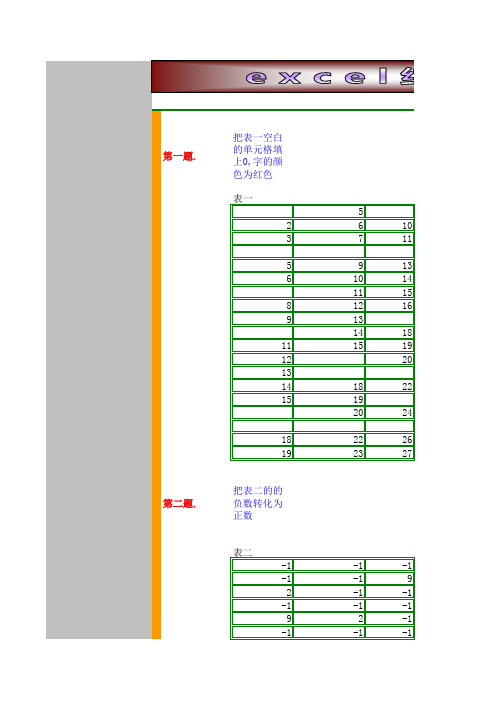 EXCEL新手练习的26个题目