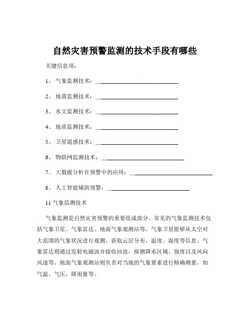 自然灾害预警监测的技术手段有哪些