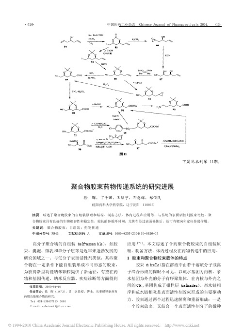 聚合物胶束药物传递系统的研究进展_徐晖