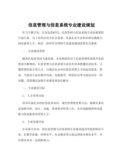 信息管理与信息系统专业建设规划