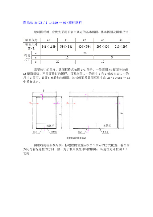 制图标准的有关规定 图纸幅面