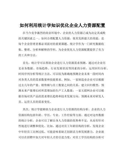 如何利用统计学知识优化企业人力资源配置