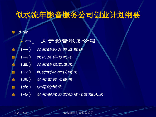 似水流年影音服务公司创业计划纲要.pptx