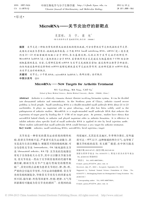 MicroRNA_关节炎治疗的新靶点_吴国栋