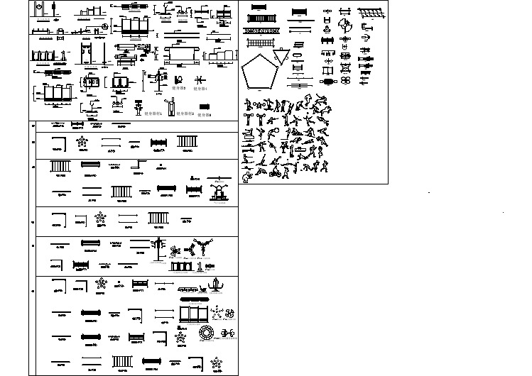 室外健身器材建筑施工设计完整规划平立面图大样图
