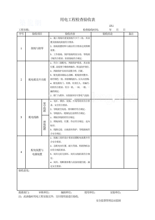 施工现场用电工程检查验收表_secret