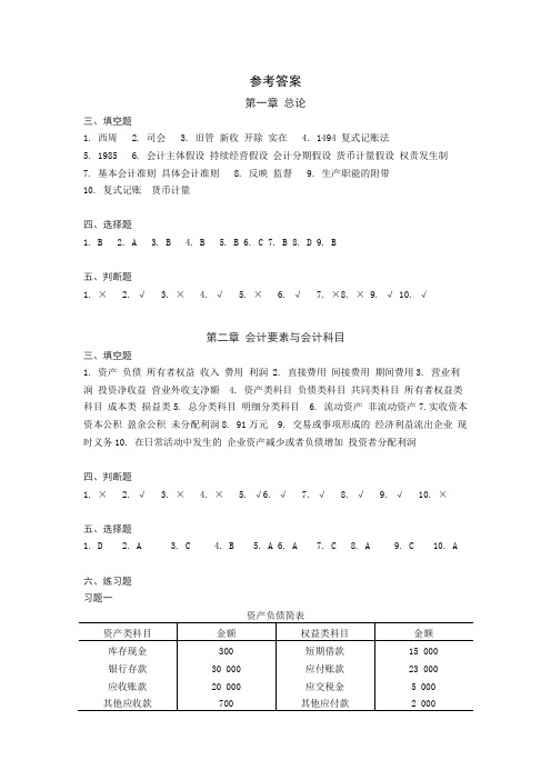 会计学(第四版)参考答案