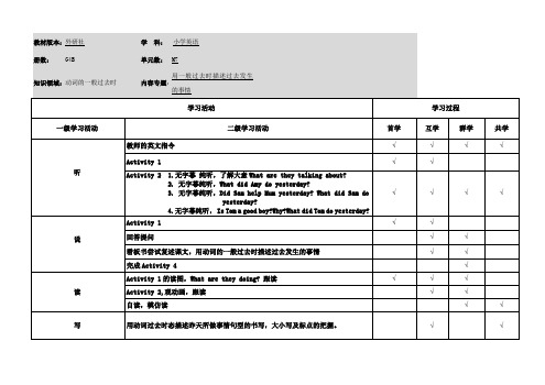 小学英语四年级下册第七模块第一单元《学习活动》