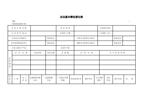 安全台账记录表格汇编