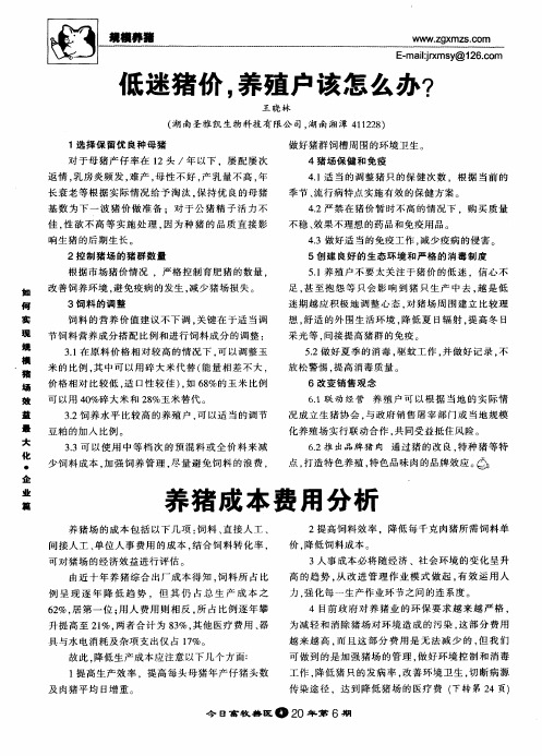 养猪成本费用分析