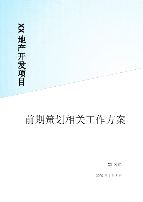 XX房地产项目前期策划相关工作方案